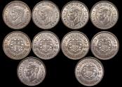 World Coins - Great Britain, George VI (1936-1952), Silver Threepences 1938(1), 1939(1), 1940(1), 1941(2) UNC, a lot of (5) coins
