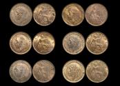 World Coins - Great Britain, George V (1910-1936), Bronze Farthings  (6), UNC with some lustre, a few spots, a lot of (6) coins