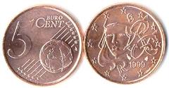 World Coins - France KM1284(U) 5 Euro. Cents *