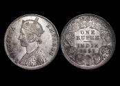 World Coins - British India, Victoria (1837-1901), Silver Rupee, 1891C, AU, KM492, a lot of (1) coin