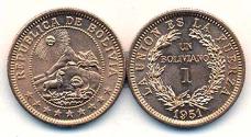 World Coins - Bolivia KM184(U) 1 Boliviano