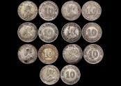 World Coins - Straits Settlements, George V, Silver 10 Cents, F-VF, a lot of (7) coins