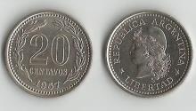World Coins - Argentina KM55(XF-) 20 Centavos