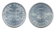 World Coins - Finland KM45a(U) 5 Pennia