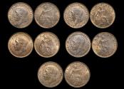 World Coins - Great Britain, George V (1910-1936), Bronze Farthings  (5), UNC with some lustre, a few spots, a lot of (5) coins
