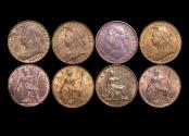 World Coins - Great Britain, Victoria (1837-1901), Bronze Farthings, 1895 (2), 1896 (1), 1891 (1) UNC with lustre, a lot of (4) coins