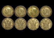 World Coins - Great Britain, George VI (1936-1952), Nickel-Brass Threepence, 1946 RARE DATE (2) KM# 873, 1949 RARE DATE (2), VF, a lot of (4) coins