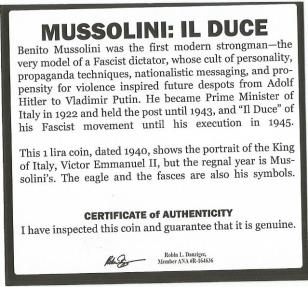 World Coins - Mussolini: Il Duce (Black Box)