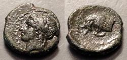 Ancient Coins - Sicily, Tauromenion.  AE hexas. 357-305 BC.  Rare!