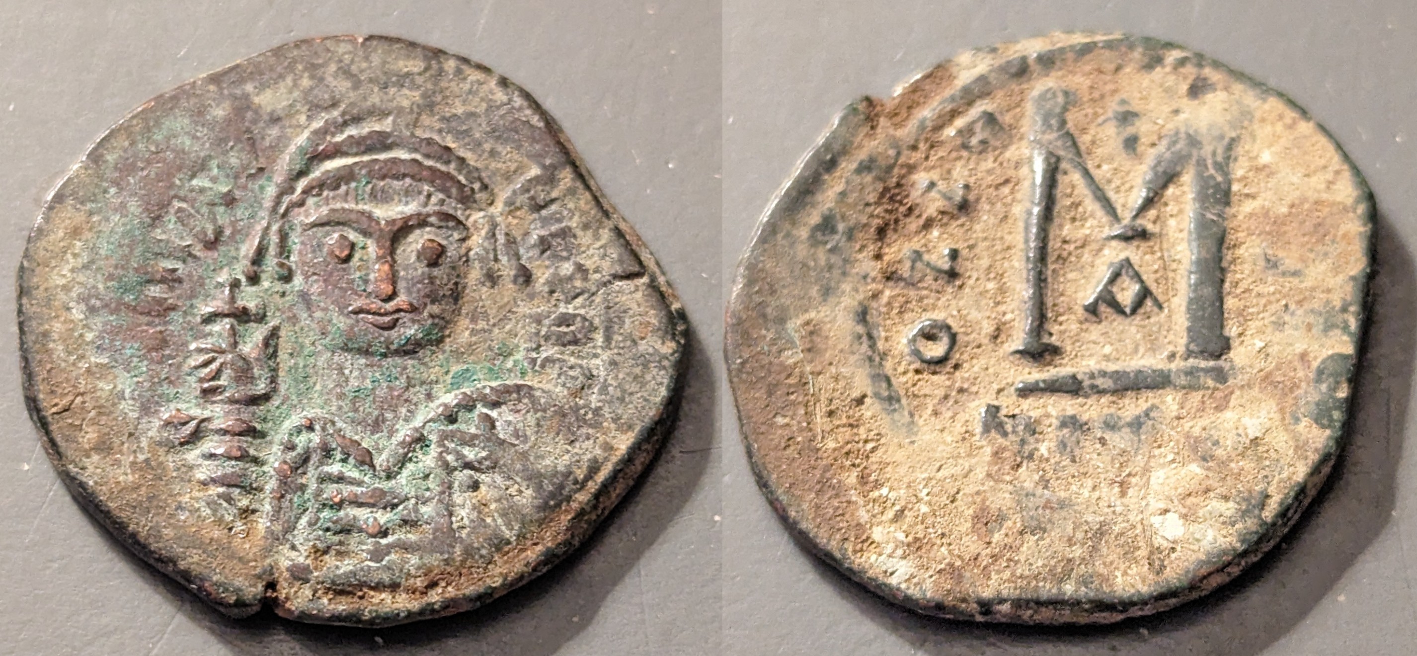 Maurice Tiberius, 582-602 AD. AE follis. Nicomedia mint | Byzantine Coins