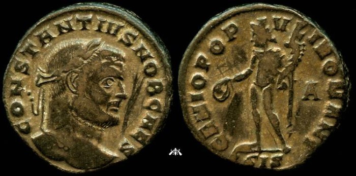 Ancient Coins - Constantius I, AE Follis of Siscia Mint, GENIO POPVLI ROMANI