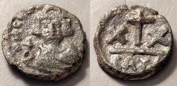 Ancient Coins - Constans II, 641-668 AD.  AE half follis, Carthage mint