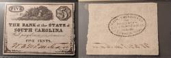 Us Coins - Civil War notes, Bank of the State of South Carolina, 5 cents