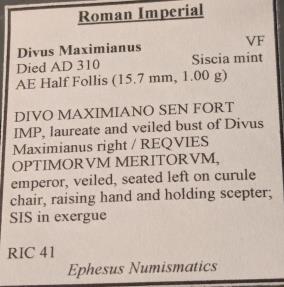 Ancient Coins - Divus Maximianus, 310 AE. AE15. Siscia mint