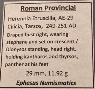 Ancient Coins - Herennia Etruscilla, Cilician Tarsos, AE29mm - Dionysos reverse