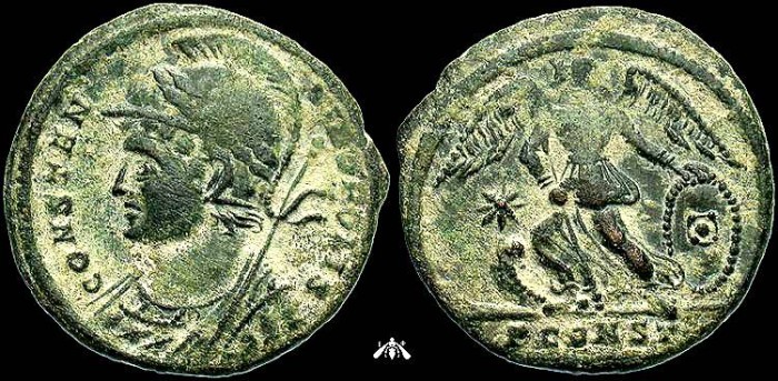 Ancient Coins - Constantinopolis, AE3 of Arles, R4 Star Mintmark, Patina!