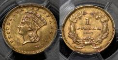 Us Coins - 1862 Gold Dollar.  PCGS MS62