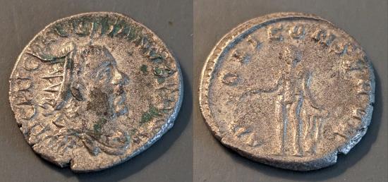 Ancient Coins - Valerian I, 253-260 AD.   Apollo on reverse