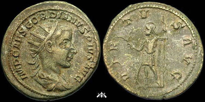 Ancient Coins - Gordian III, 238-244 AD, AR antoninianus, VIRTVS AVG
