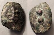 Ancient Coins - Umbria or Etruria, 225-213 BC, AE Aes Grave Sextans