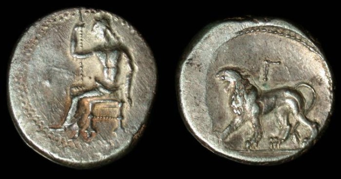 Ancient Coins - Babylon, Babylonia, 328-280 B.C. AR tetradrachm - Baal / lion