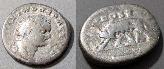 Ancient Coins - Domitian, 69-81 AD. AR denarius, wolf & twins
