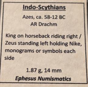 Indo-Scythians. Azes, 58-12 BC. AR drachm | Greek Coins