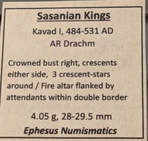 Ancient Coins - Sasanian Kingdom, Kavad I, 484-531 AD.  AR drachm