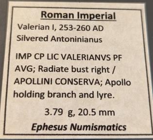 Ancient Coins - Valerian I, 253-260 AD.   Apollo on reverse