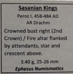 Ancient Coins - Sasanian Kingdom, Peroz I, 458-484 AD.  AR drachm