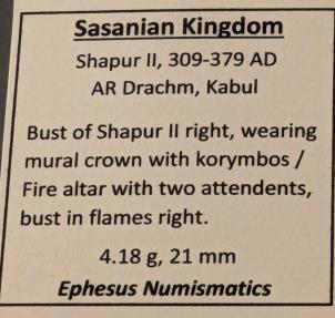 Ancient Coins - Sasanian Kingdom, Shapur II, 309-379 AD.  AR drachm