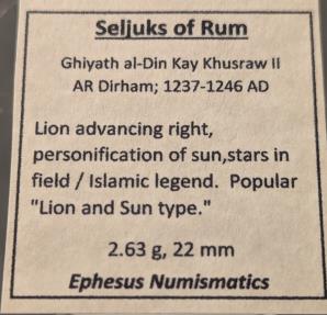 SELJUKs OF RUM. Kay Khusraw II, 1237-1246 AD. Lion & Sun