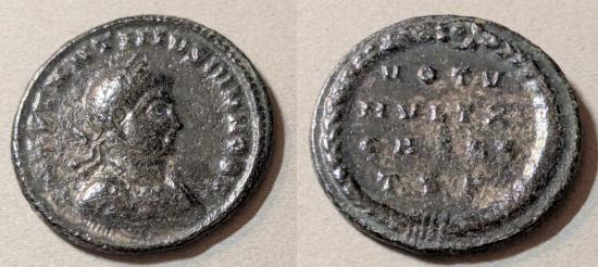 Ancient Coins - Constantine II, AE follis. Thessalonica.  Legend in wreath