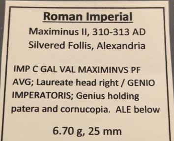 Ancient Coins - Maximinus II, 310-313 AD, nicely silvered follis, Alexandria