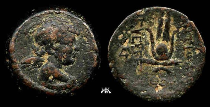 Ancient Coins - Antiochus VII, Seleukid Kingdom 138-129 BC, AE18, Dated Year 179 = 134/3 BC, Youthful bust of Eros - Cupid