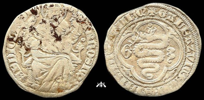 Ancient Coins - Italy, Milan - Gian Galeazzo Visconti, AR Pegione, c. AD1395-1402