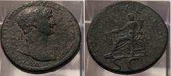 Ancient Coins - Trajan, 98-117 AD. AE sestertius. Fortuna