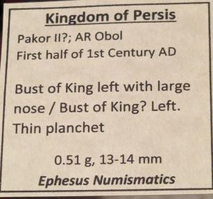 Ancient Coins - Kingdom of Persis. Pakor II. 1st century AD. AR obol