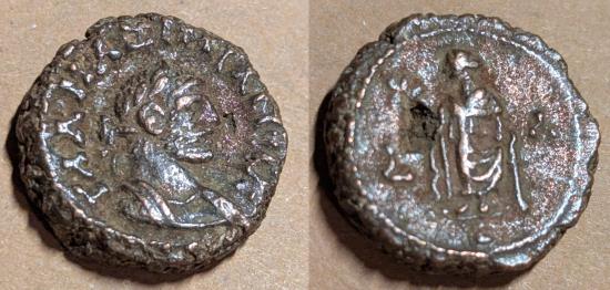 Ancient Coins - Roman Egypt, Galerius, 293-305 AD, Potin tetradrachm. Elpis reverse