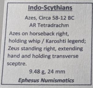 Ancient Coins - Indo-Scythians.  Azes, 58-12 BC.  AR tetradrachm