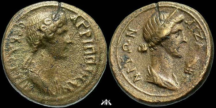 Ancient Coins - Agrippina Junior, wife of Claudius, Aezanis, Phrygia - AE17