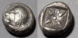 Ancient Coins - Ionia, Miletos. 520-450 BC. AR diobol