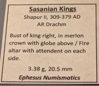Ancient Coins - Sasanian Kings, Shapur II, 309-379 AD. AR drachm