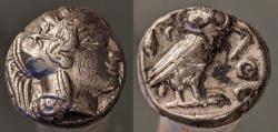 Ancient Coins - Attica, Athens AR tetradrachm.  Athena / Owl.  440-404 BC