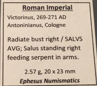 Ancient Coins - Victorinus, 269-271 AD.  Salus reverse.  Great silvering