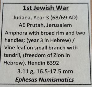 Ancient Coins - Judaean. First Jewish War. Year 3, 68/69 AD. AE prutah