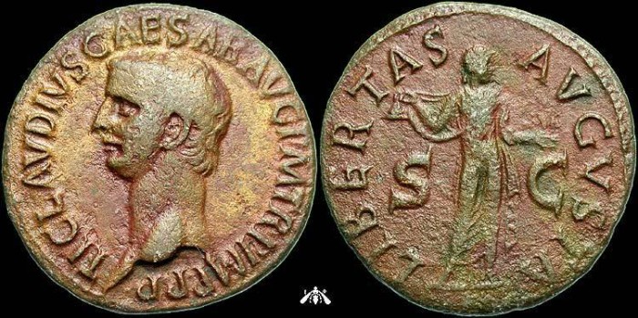 Ancient Coins - Claudius, 41-54 AD, AE As - Libertas