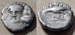 Ancient Coins - Ancient Greek Moesia, Istros. 4th century BC. AR trihemiobol
