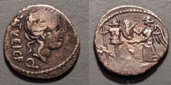 Ancient Coins - Roman Republic silver quinarius.  Egnatuleia, 97 BC