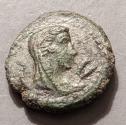 Ancient Coins - Very scarce Greek bronze.  Thrace, Perinthos - basket w corn ears reverse